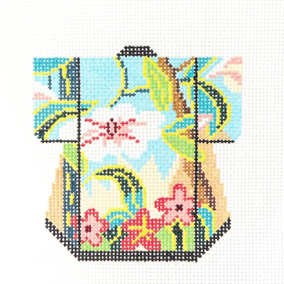 Lee Designs Japanese Flower Petite Kimono Needlepoint Canvas Hand Painted 18ct - Picture 1 of 4